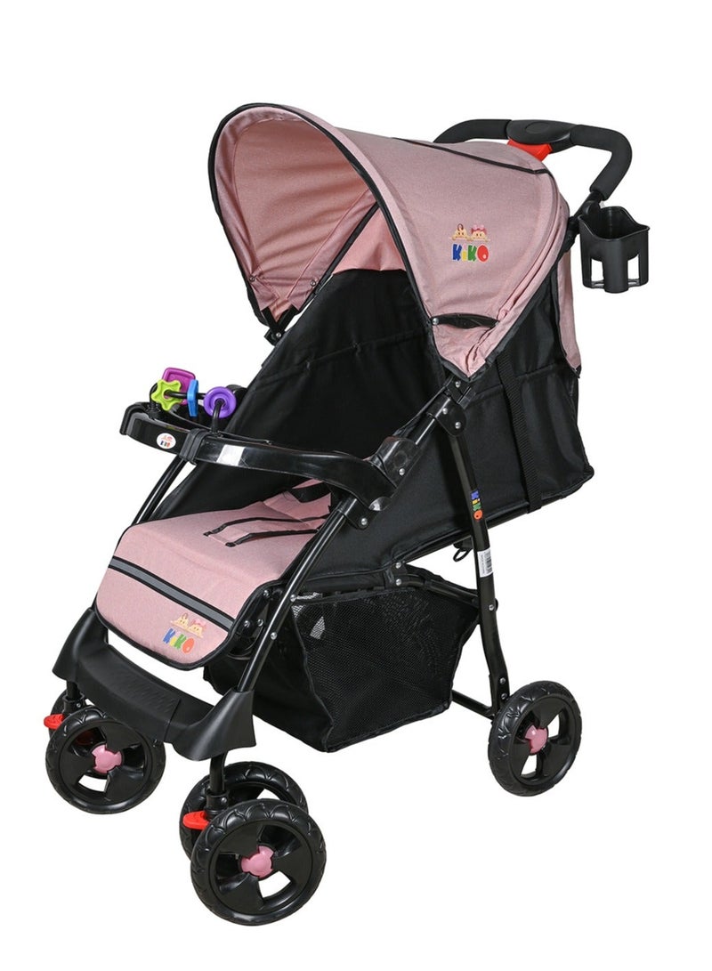 Kiko Comfortable Stroller Toys Tray 6 Wheels, 0 Months +, Pink