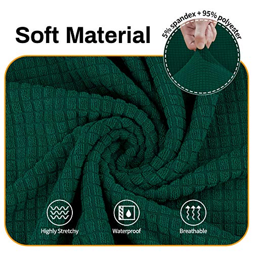 Asnomy Couch Covers for 3 Cushion Couch Stretch Sofa Covers Slipcovers, Pet Protector Furniture Covers for Dogs Cats Spandex Jacquard Fabric Small Checks （Large，Blackish Green） - Image 3