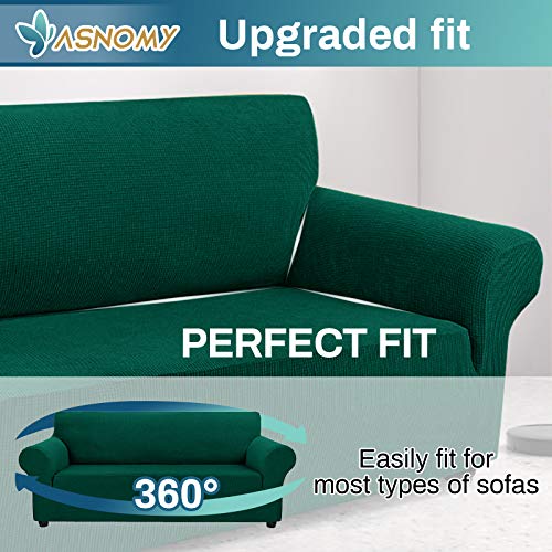Asnomy Couch Covers for 3 Cushion Couch Stretch Sofa Covers Slipcovers, Pet Protector Furniture Covers for Dogs Cats Spandex Jacquard Fabric Small Checks （Large，Blackish Green） - Image 4