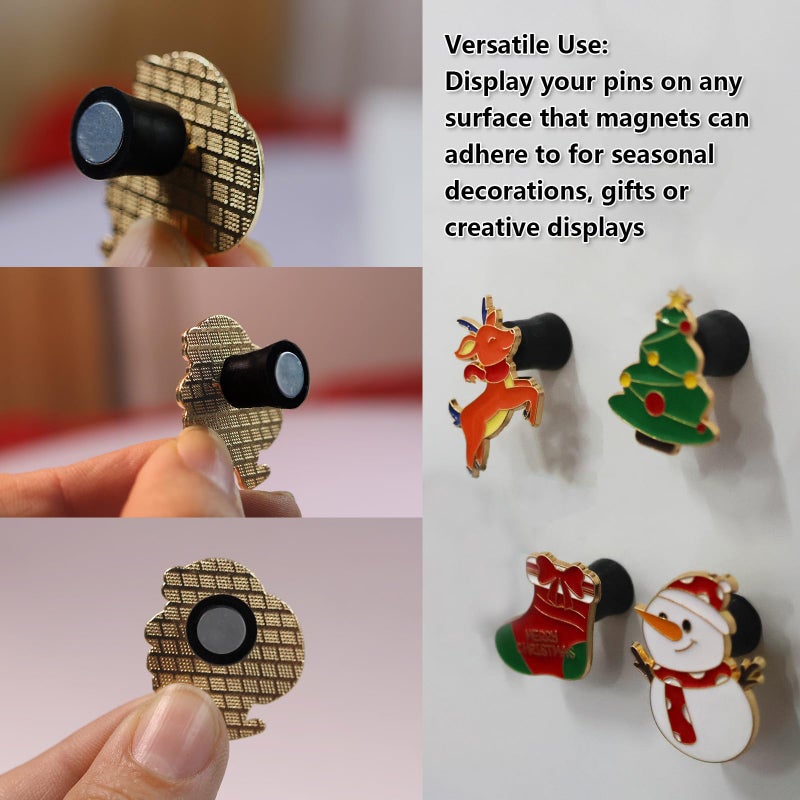 WFCYX 15 Magnetic Pin Backs for Enamel Pins (Black), Converts Pins into Refrigerator Magnets & Put Your Pins on Fridge for Seasonal Decorations and Gifts, Enamel Pins Not Included - Image 4