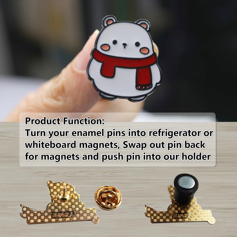 WFCYX 15 Magnetic Pin Backs for Enamel Pins (Black), Converts Pins into Refrigerator Magnets & Put Your Pins on Fridge for Seasonal Decorations and Gifts, Enamel Pins Not Included - Image 3
