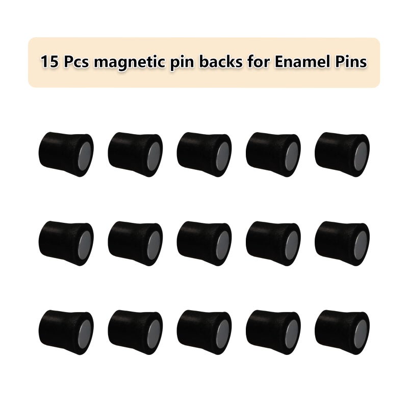 WFCYX 15 Magnetic Pin Backs for Enamel Pins (Black), Converts Pins into Refrigerator Magnets & Put Your Pins on Fridge for Seasonal Decorations and Gifts, Enamel Pins Not Included - Image 2