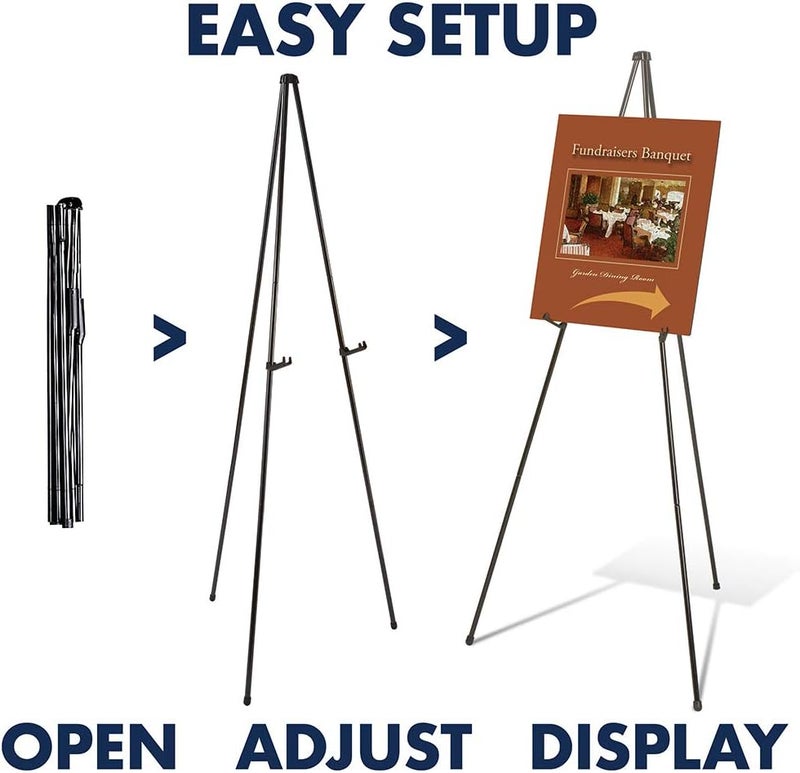 Quartet Instant Easel 64 Stand Supports 10 lbs HeavyDuty Tripod Base Powder Coated Steel Material Collapsible Black 27E - Image 2
