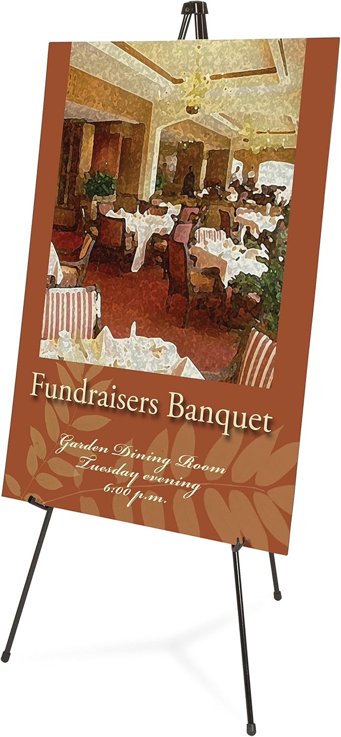 Quartet Instant Easel 64 Stand Supports 10 lbs HeavyDuty Tripod Base Powder Coated Steel Material Collapsible Black 27E - Image 1