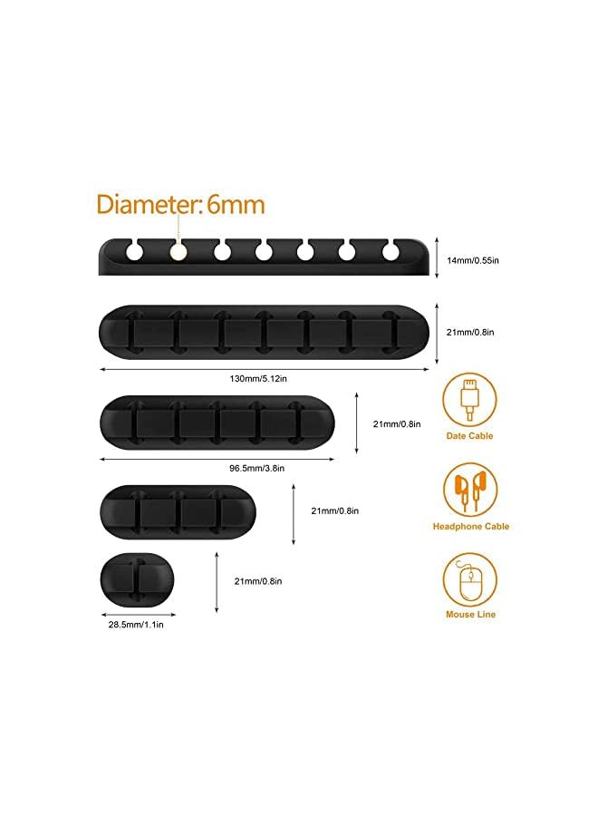 PROMASS Cable Clips Cord Organizer Cable Management, Adhesive Hooks, Cable Holder for Desk, Nightstand, Home, Office, Cables Wire Management Clips, 20-Pcs Reusable Cable Ties Straps (black) - Image 5