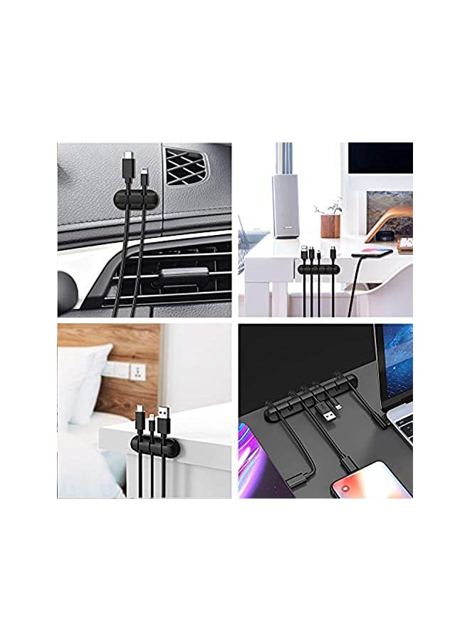 PROMASS Cable Clips Cord Organizer Cable Management, Adhesive Hooks, Cable Holder for Desk, Nightstand, Home, Office, Cables Wire Management Clips, 20-Pcs Reusable Cable Ties Straps (black) - Image 2