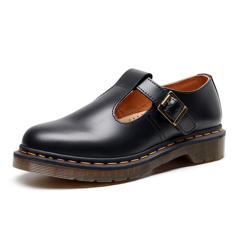 T-Strap Mary Jane Shoes Genuine Leather Low-Top Small Leather Shoes Women'S British Style Fashion Student Casual Dml Sole - Image 1