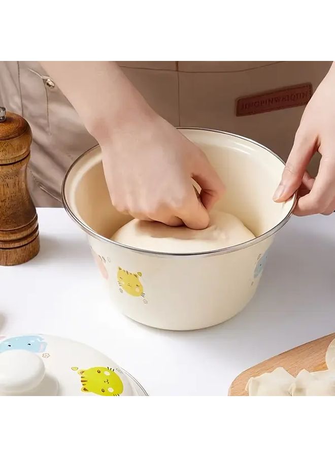 Retro Enamel Bowl With Lid Aroma Flower For Soup Noodles Lunch - Image 5
