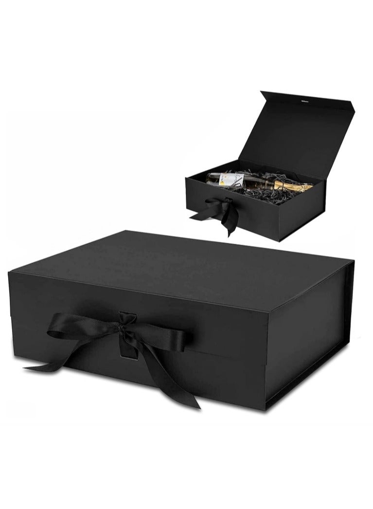 Luxury Magnetic Gift Box, Black Large Gift Box with Ribbon,Folding Gift Boxes for Presents With Lid, Suitable for Festival, Birthday, Anniversary, - Image 1