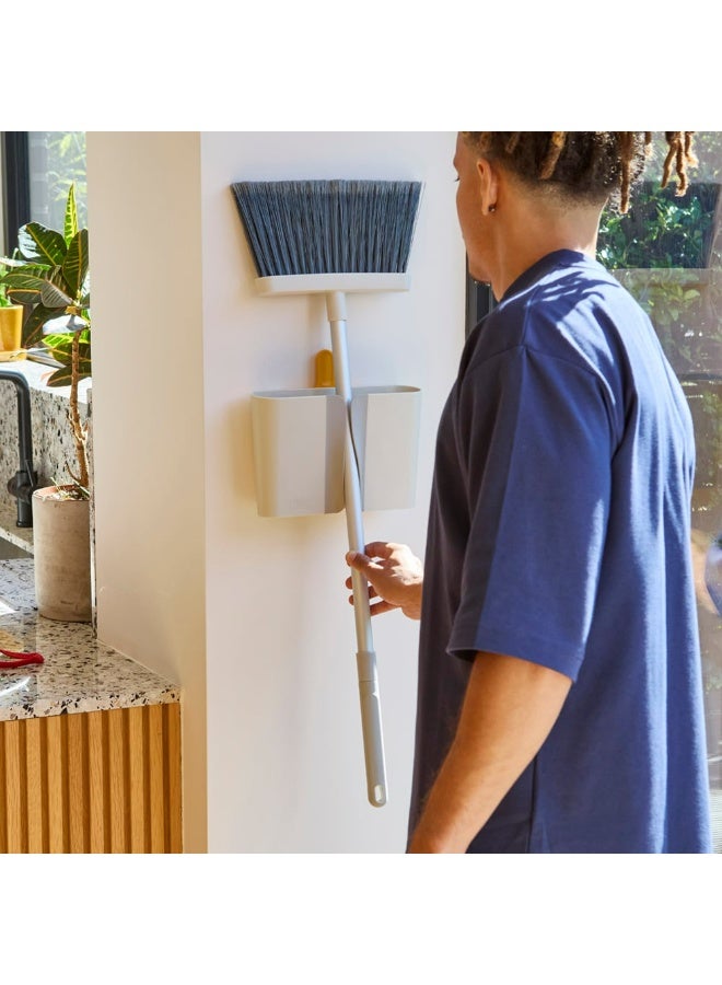 Joseph Joseph CleanTech Wall-Mounted Adjustable Long Handle Broom Sweeper with Dust-Shield Storage - Image 2