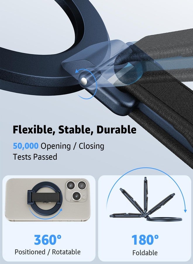 SUPERONE 2025 Upgrade for MagSafe Phone Grip with Finger Strap, Removable Magnetic Ring Holder with Kickstand Finger Loop, MagSafe Accessories for iPhone 17/16/15/14/13/12 Series, Blue - Image 5