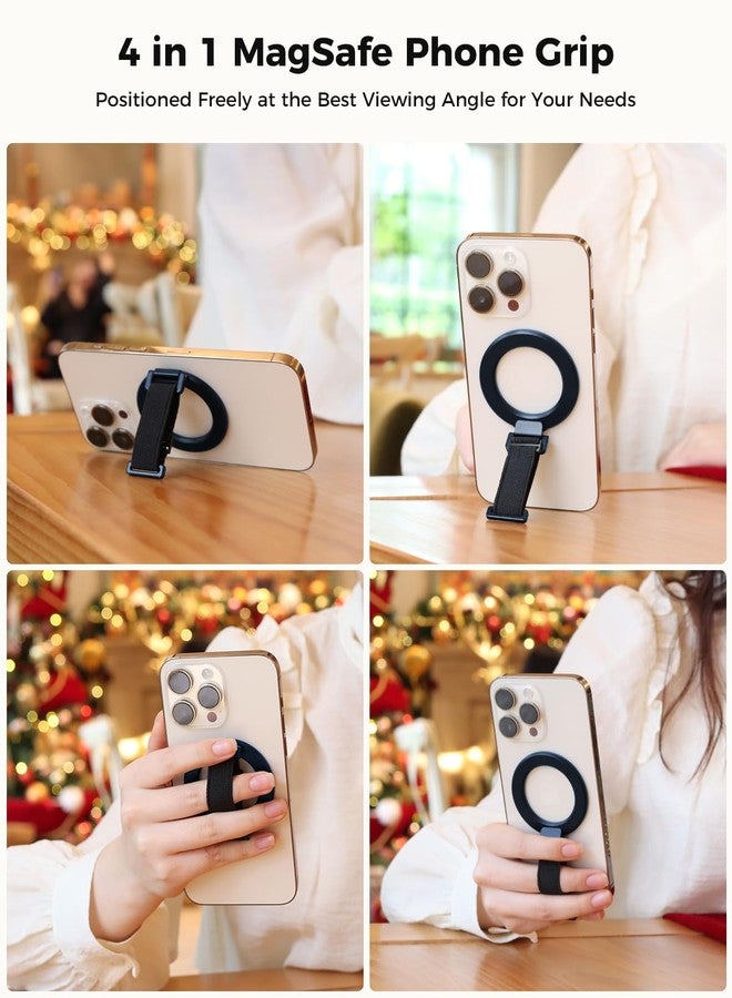 SUPERONE 2025 Upgrade for MagSafe Phone Grip with Finger Strap, Removable Magnetic Ring Holder with Kickstand Finger Loop, MagSafe Accessories for iPhone 17/16/15/14/13/12 Series, Blue - Image 3