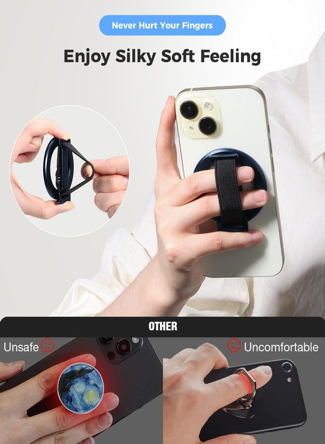 SUPERONE 2025 Upgrade for MagSafe Phone Grip with Finger Strap, Removable Magnetic Ring Holder with Kickstand Finger Loop, MagSafe Accessories for iPhone 17/16/15/14/13/12 Series, Blue - Image 2