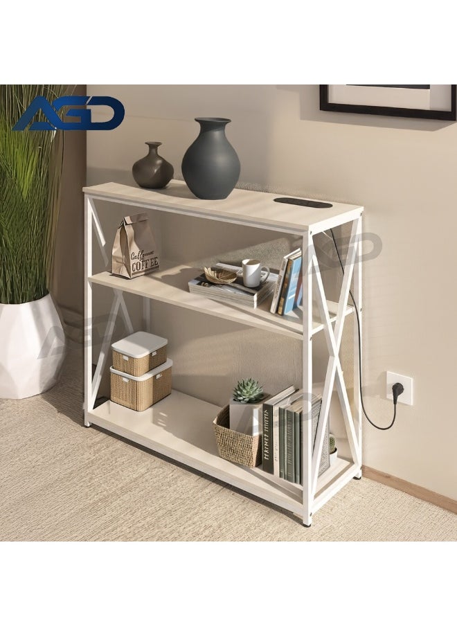 AGD - Console Table with Power Outlet Adjustable Sofa Table with Storage Shelf and Entryway Table for Couch Hallway Entrance Living Room - Image 1