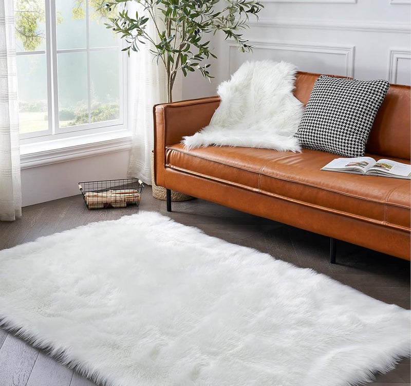 Ciicool Fluffy Area Rug, White Faux Fur Rug for Bedroom Living Room, Thick Fuzzy Shag Rug Furry Nursery Rug Plush Indoor Floor Carpets for Kids Girls Boys Teen Dorm, 4x6 ft - Image 2