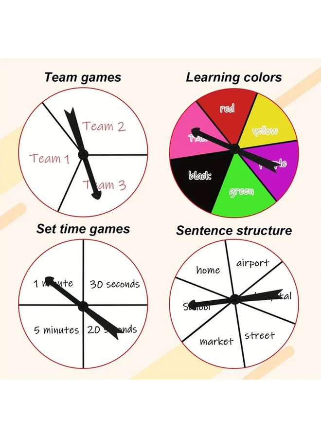 Large Black Suction Cup Spinner With White Tip Arrow For Classroom Whiteboard Game - Image 5