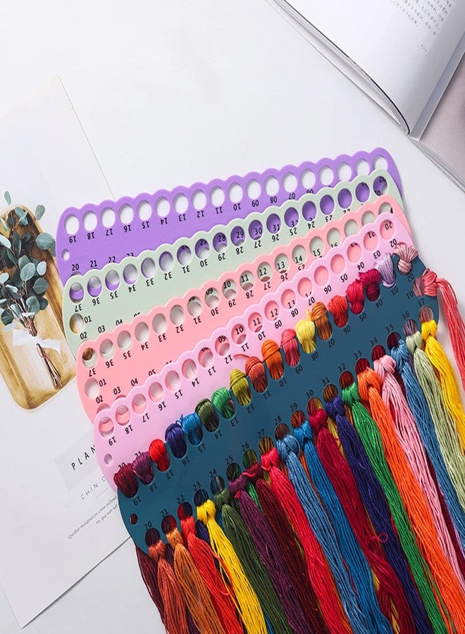 Khakho 6 pcs Embroidery Floss Organizer,6 Color Plastic Floss Bobbin, Cross Stitch Thread Holder Storage Tool,Floss Organizer Embroidery Shelf (Multicolor) - Image 3
