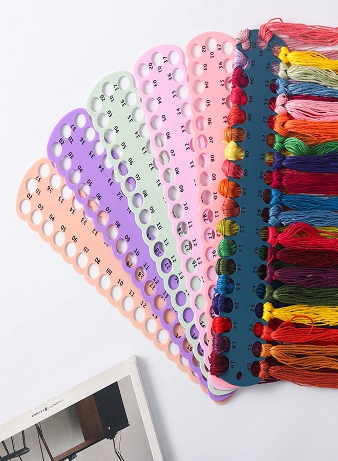 Khakho 6 pcs Embroidery Floss Organizer,6 Color Plastic Floss Bobbin, Cross Stitch Thread Holder Storage Tool,Floss Organizer Embroidery Shelf (Multicolor) - Image 2