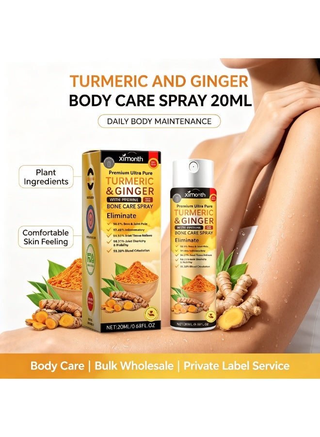 Ximonth Turmeric & Ginger Bone Care Spray with Piperine, Premium Ultra Pure Formula, 20ml Bottle, Convenient Spray Application, Compact Design for Everyday Personal Care and On-the-Go Use - Image 1