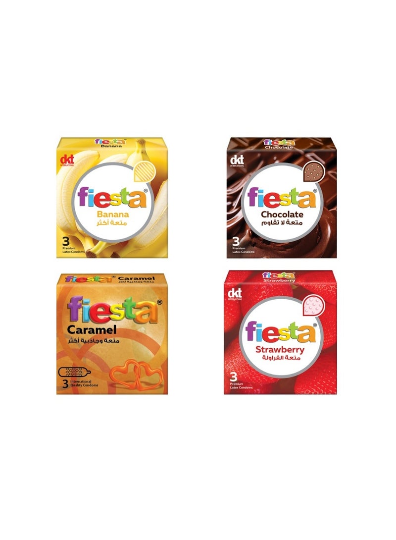 FIESTA Flavors Set Condoms - 4 Box 3 Pieces - Image 1