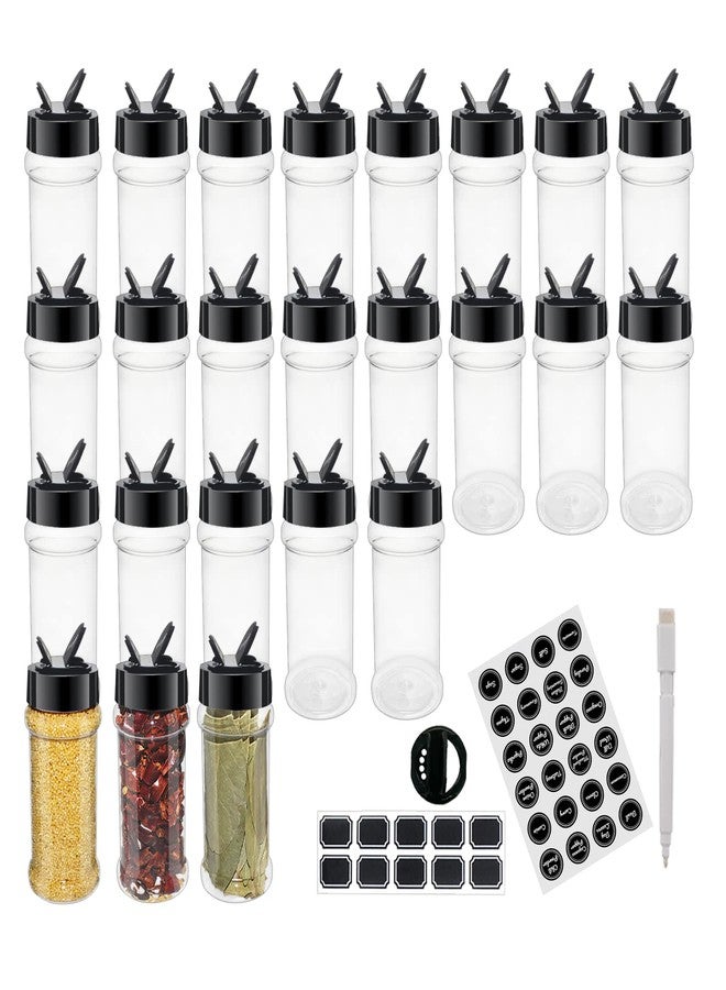 suituts 24 Pack 3.3 oz Clear Plastic Spice Jars with Black Shaker Lids - Image 1