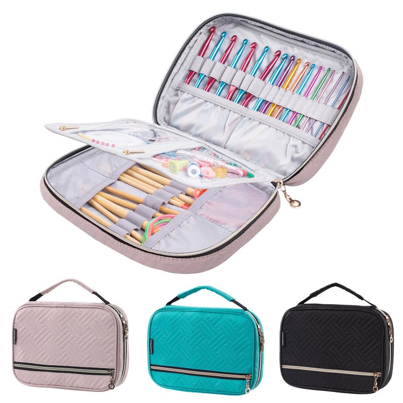 MYBAGZING Crochet Hook Case Empty - Quilted Crochet Organizer Case- Crochet Hook Holder for Circular Knitting Needles, Crochet Hooks (up to 8") Knitting & Crochet Supplies - Knitting Accessories - Image 1