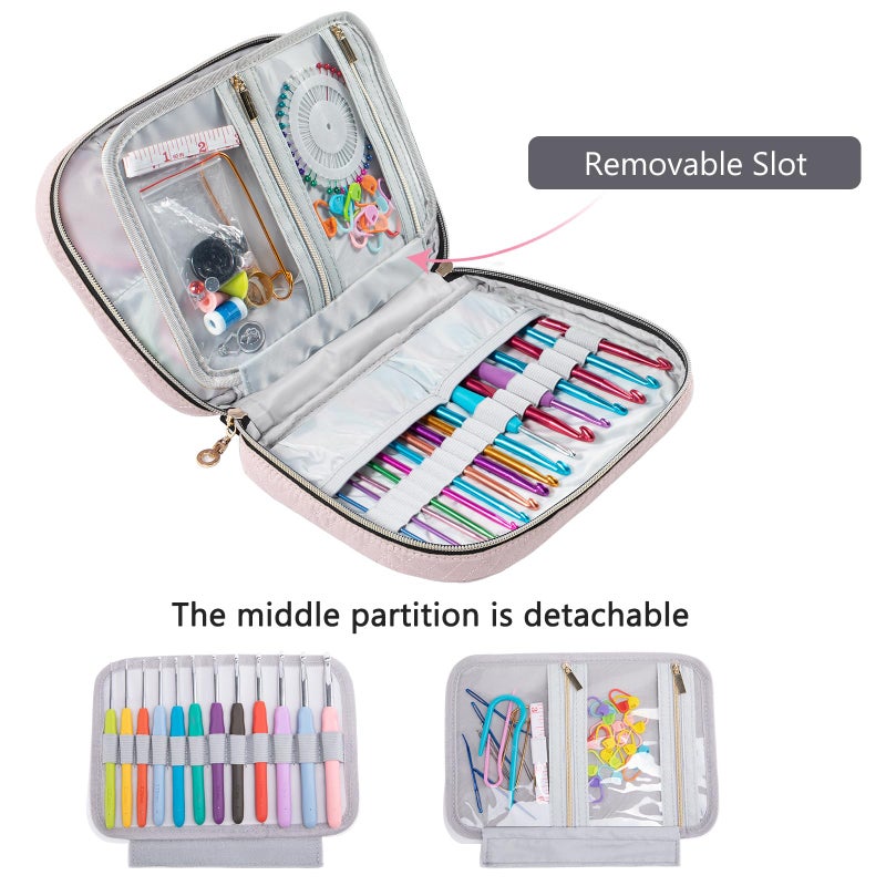 MYBAGZING Crochet Hook Case Empty - Quilted Crochet Organizer Case- Crochet Hook Holder for Circular Knitting Needles, Crochet Hooks (up to 8") Knitting & Crochet Supplies - Knitting Accessories - Image 3