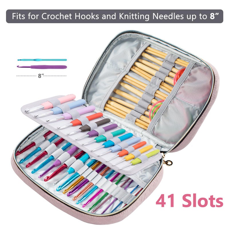 MYBAGZING Crochet Hook Case Empty - Quilted Crochet Organizer Case- Crochet Hook Holder for Circular Knitting Needles, Crochet Hooks (up to 8") Knitting & Crochet Supplies - Knitting Accessories - Image 2