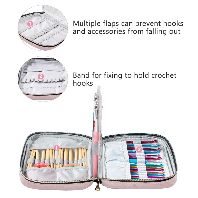 MYBAGZING Crochet Hook Case Empty - Quilted Crochet Organizer Case- Crochet Hook Holder for Circular Knitting Needles, Crochet Hooks (up to 8") Knitting & Crochet Supplies - Knitting Accessories - Image 4