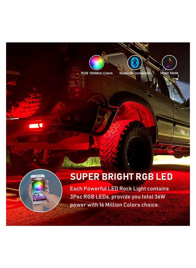 TBS DESIGN LED Rock Lights 4pcs Multicolor LED Lights Waterproof with APP BT 24 Key Controller Music Function for SUV ATV UTV  - Image 3