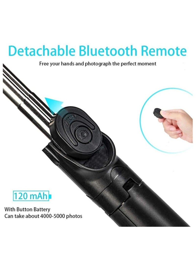ELTRAZONE - Bluetooth Selfie Sticks with Remote and Selfie Light, 3-in-1 Multifunctional Selfie Stick Tripod Stand Mobile Stand Compatible with All Phones - Image 1