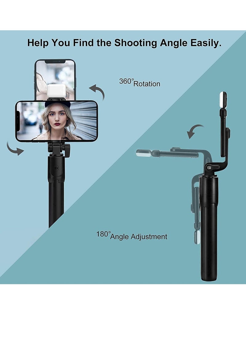 ELTRAZONE - Bluetooth Selfie Sticks with Remote and Selfie Light, 3-in-1 Multifunctional Selfie Stick Tripod Stand Mobile Stand Compatible with All Phones - Image 1