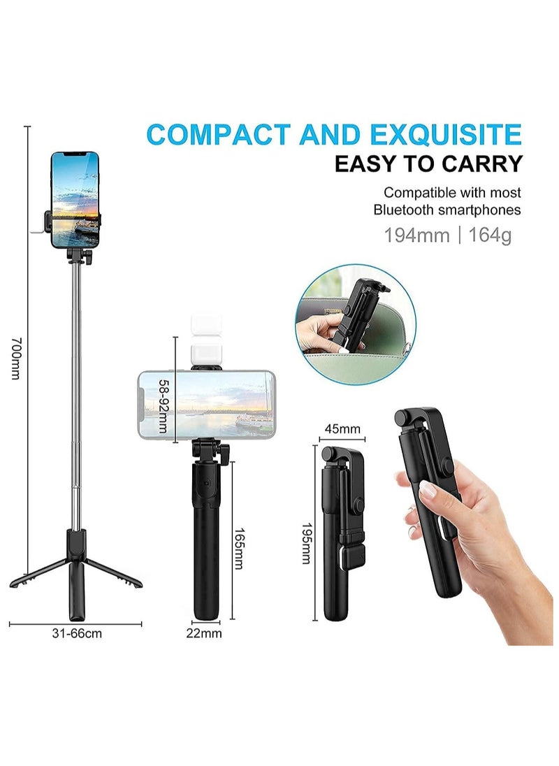 ELTRAZONE - Bluetooth Selfie Sticks with Remote and Selfie Light, 3-in-1 Multifunctional Selfie Stick Tripod Stand Mobile Stand Compatible with All Phones - Image 1