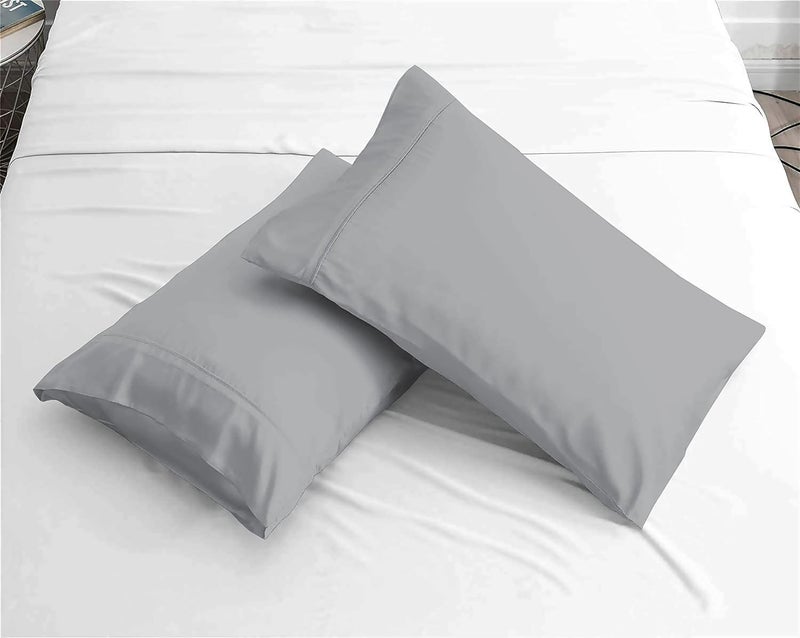 Day Care 400 TC Super Soft 100 Egyptian Cotton Pillow Covers 20x36 Machine Washable Cotton Pillow Covers Breathable Hypoallergenic Fabric Set of 2 20x36 inch Silver Grey - Image 2
