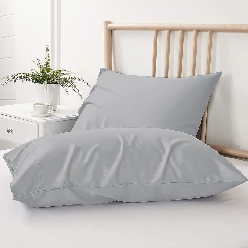 Day Care 400 TC Super Soft 100 Egyptian Cotton Pillow Covers 20x36 Machine Washable Cotton Pillow Covers Breathable Hypoallergenic Fabric Set of 2 20x36 inch Silver Grey - Image 1