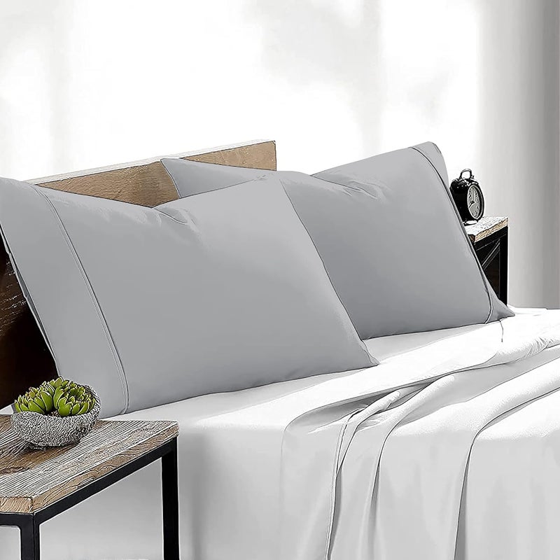 Day Care 400 TC Super Soft 100 Egyptian Cotton Pillow Covers 20x36 Machine Washable Cotton Pillow Covers Breathable Hypoallergenic Fabric Set of 2 20x36 inch Silver Grey - Image 3