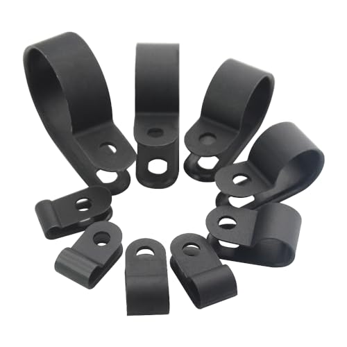 TOVOT 450 PCS 9 Types (1/8″-1″) Nylon Cable Clips Assortment R-Type Cable Clip Kit Black Plastic Wire Clamps Fasteners for Wire Mounting - Image 3