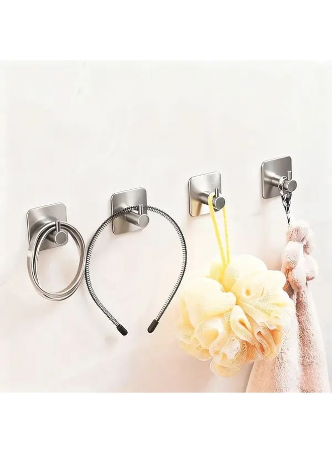 خطاف فضي للحائط مثبت باللاصق بدون حفر لتعليق المناشف والملابس - Image 1