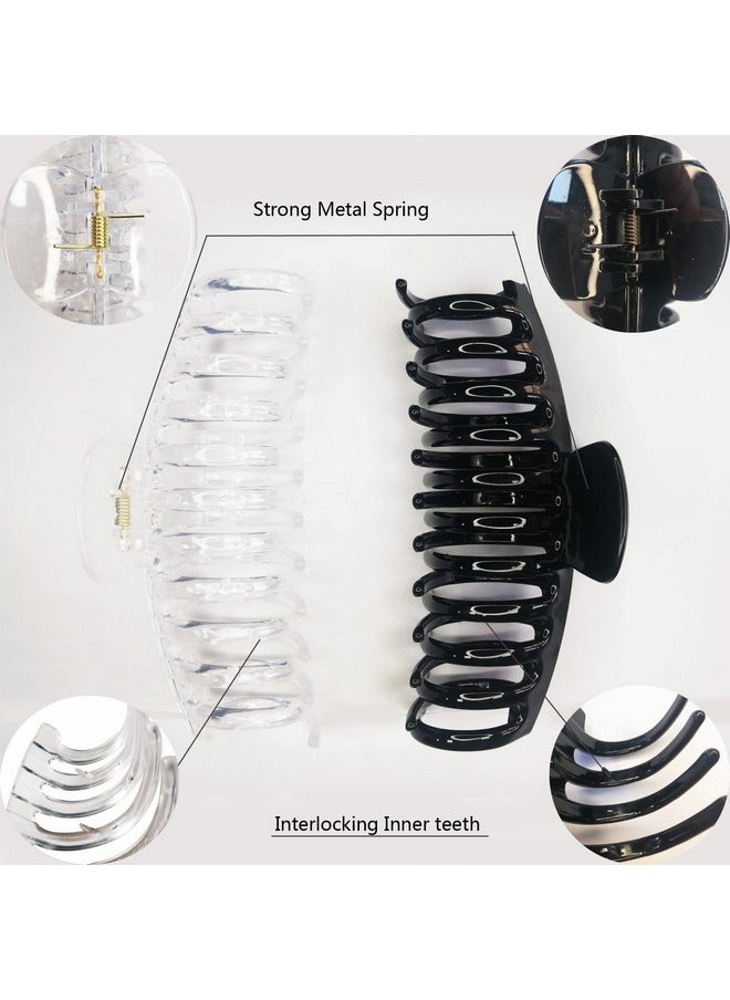 ACCGLORY - Jumbo Large Hair Clips For Thick Hair Women 5.5 Inches Long Hair Claw Clips Exlarge Thick Hair Butterfly Claw Clips 2 Counts In Set Xxl Hair Accessories (Black And Clear) - Image 1