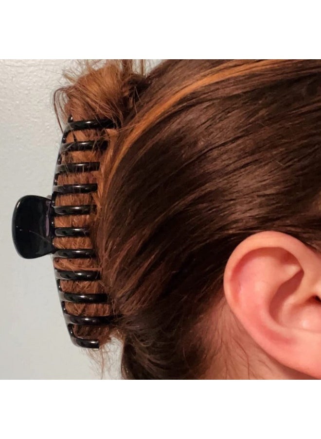 ACCGLORY - Jumbo Large Hair Clips For Thick Hair Women 5.5 Inches Long Hair Claw Clips Exlarge Thick Hair Butterfly Claw Clips 2 Counts In Set Xxl Hair Accessories (Black And Clear) - Image 1