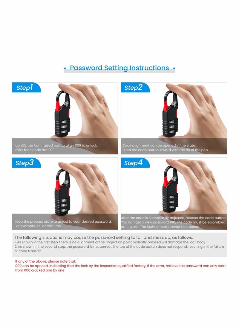 واي آند دي Suitcase Locks, 4 Pcs Travel Luggage 3 Digit Combinations Padlock Mini Zinc Alloy Resettable Code Lock for Kids Diary Backpack Zipper Bag Suitcases Storage Cabinets - Image 4