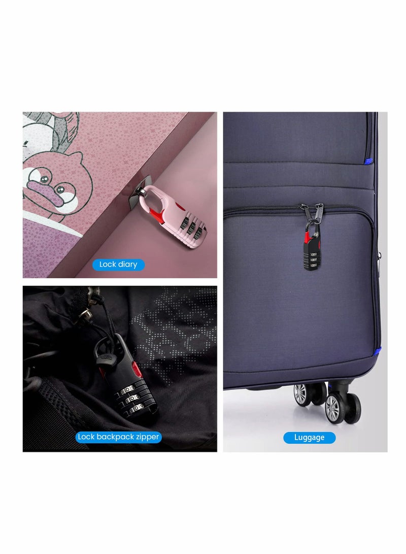 واي آند دي Suitcase Locks, 4 Pcs Travel Luggage 3 Digit Combinations Padlock Mini Zinc Alloy Resettable Code Lock for Kids Diary Backpack Zipper Bag Suitcases Storage Cabinets - Image 5