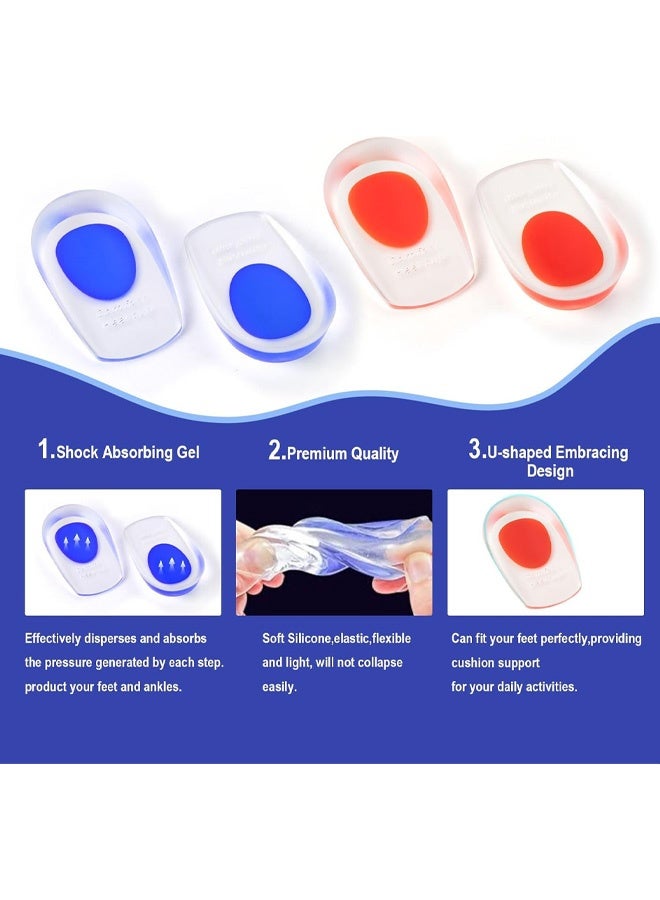 زوجان من وسادات جل للكعب لعلاج التهاب اللفافة الأخمصية، وسادات سيليكون للكعب لتخفيف آلام نتوءات العظام وآلام الأوتار، واقيات داعمة ومريحة للقدم، وسادات جل للكعب للنساء والرجال - Image 4
