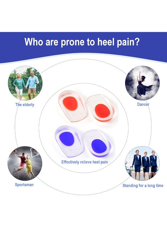 زوجان من وسادات جل للكعب لعلاج التهاب اللفافة الأخمصية، وسادات سيليكون للكعب لتخفيف آلام نتوءات العظام وآلام الأوتار، واقيات داعمة ومريحة للقدم، وسادات جل للكعب للنساء والرجال - Image 5