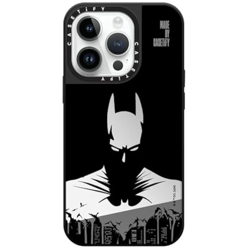 Casetify Mirror iPhone 14 Pro Case 【Batman Co-lab / 4.9ft Drop Protection/Compatible with Magsafe】 - Batman Shadow - Silver on Silver - Image 1