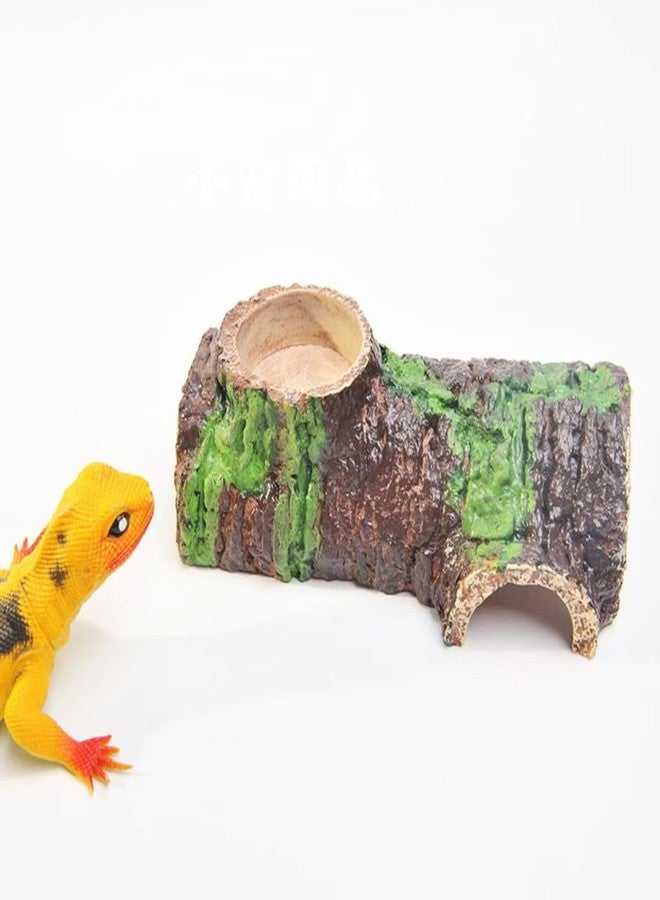 disclean Medium Realistic Resin Hollow Log Reptile Hide Natural Looking Design with Exterior Feeding Ledge for Bearded Dragons Geckos and Exotic Pets - Image 5