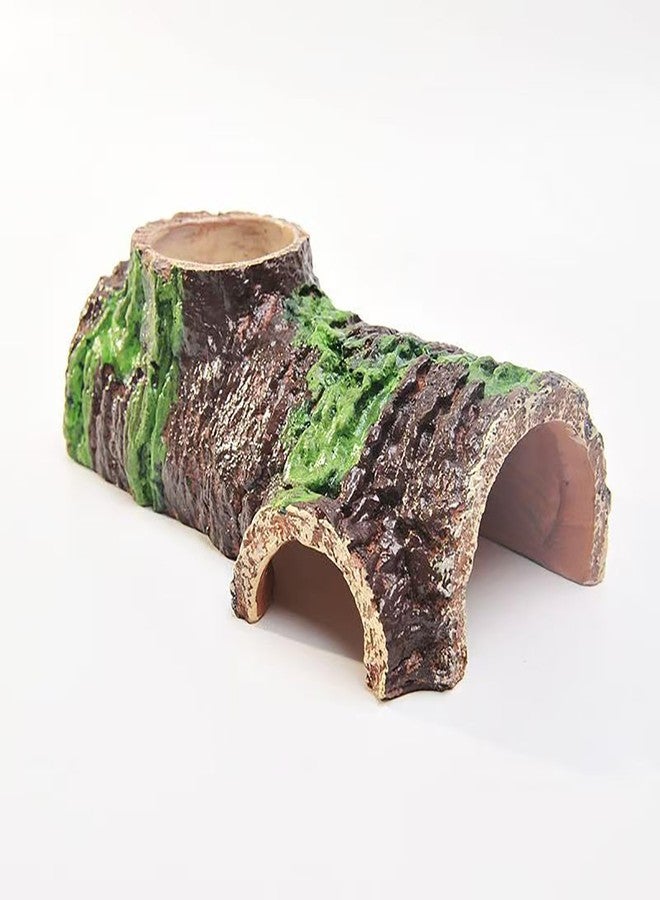 disclean Medium Realistic Resin Hollow Log Reptile Hide Natural Looking Design with Exterior Feeding Ledge for Bearded Dragons Geckos and Exotic Pets - Image 3