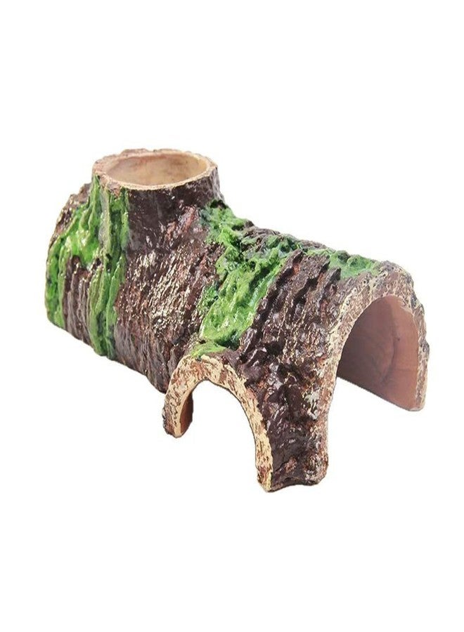 disclean Medium Realistic Resin Hollow Log Reptile Hide Natural Looking Design with Exterior Feeding Ledge for Bearded Dragons Geckos and Exotic Pets - Image 1