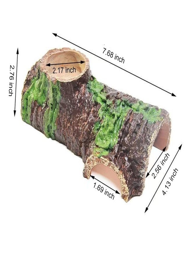 disclean Medium Realistic Resin Hollow Log Reptile Hide Natural Looking Design with Exterior Feeding Ledge for Bearded Dragons Geckos and Exotic Pets - Image 2