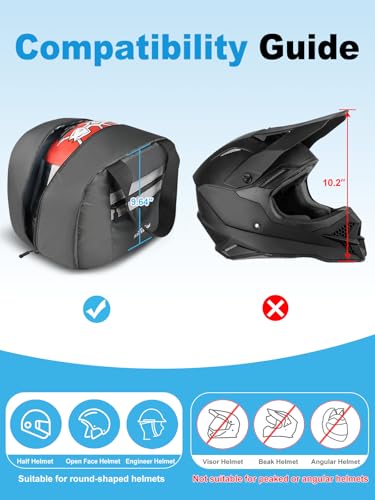 SKYJDM Motorcycle Helmet Bag 16L Moto Helmet Bag with Pocket StrapWaterproof Powersports Storage Bags with Soft Rubber Zips Reflective Strip Not Suitable for Peaked or Angular Helmet Small - Image 3